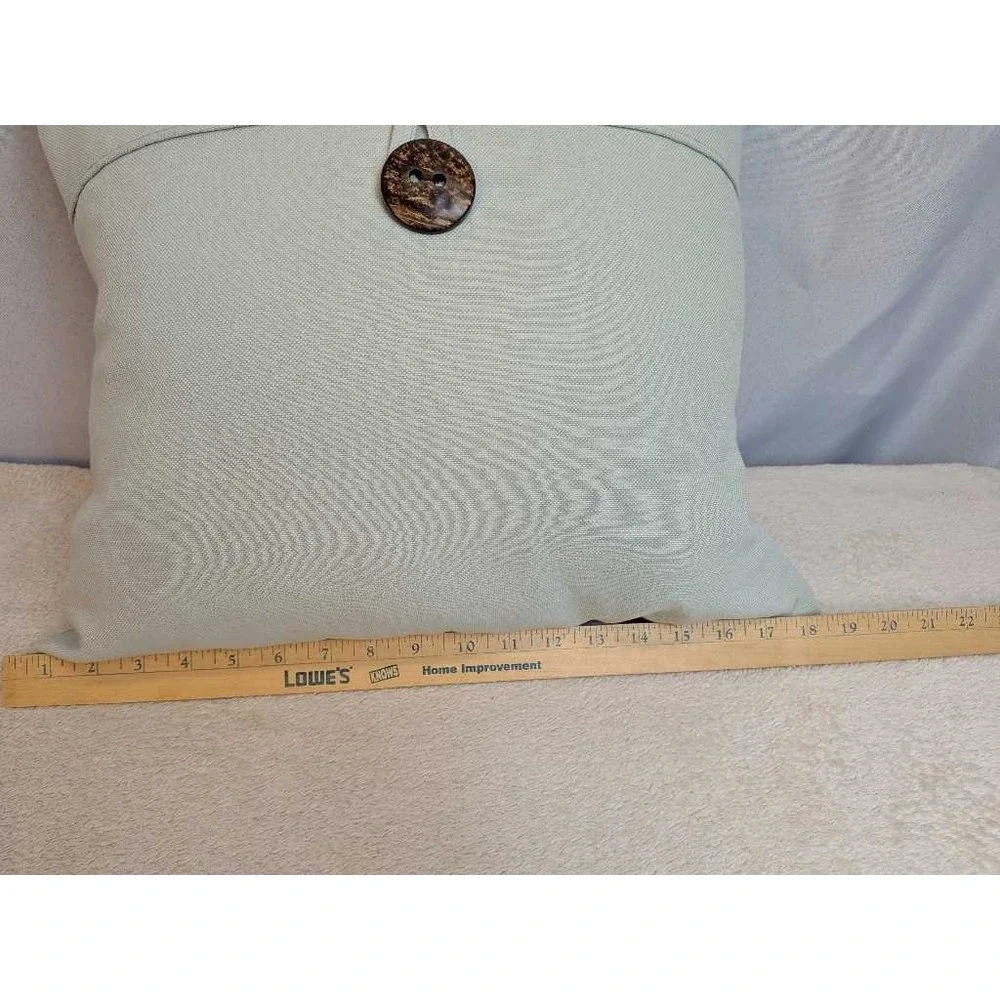 Light Blue Decorative‎ Throw Pillow with Button Accent 21x21